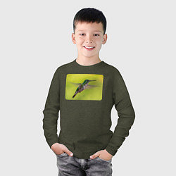 Лонгслив хлопковый детский Милая колибри, цвет: меланж-хаки — фото 2