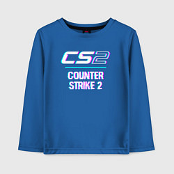 Лонгслив хлопковый детский Counter Strike 2 в стиле glitch и баги графики, цвет: синий