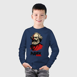 Лонгслив хлопковый детский Karl Marx - 3 цвета, цвет: тёмно-синий — фото 2