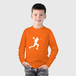 Лонгслив хлопковый детский Силуэт теннисистки, цвет: оранжевый — фото 2