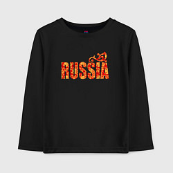 Лонгслив хлопковый детский Russia: в стиле хохлома, цвет: черный