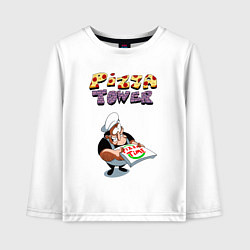 Лонгслив хлопковый детский Пеппино Спагетти из Pizza Tower, цвет: белый