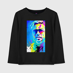 Лонгслив хлопковый детский Brad Pitt - sketch - pop art, цвет: черный