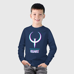 Лонгслив хлопковый детский Quake в стиле glitch и баги графики, цвет: тёмно-синий — фото 2