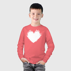 Лонгслив хлопковый детский Белое горящее сердце, цвет: коралловый — фото 2