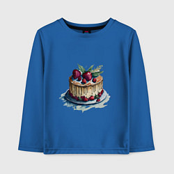 Лонгслив хлопковый детский Акварельный торт, цвет: синий