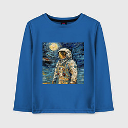 Детский лонгслив Космонавт на луне в стиле Ван Гог