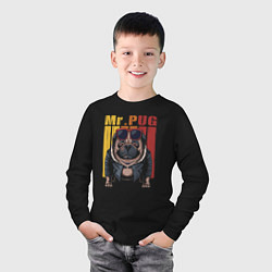 Лонгслив хлопковый детский Mr pug, цвет: черный — фото 2
