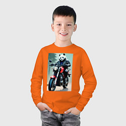 Лонгслив хлопковый детский Panda - cool biker, цвет: оранжевый — фото 2
