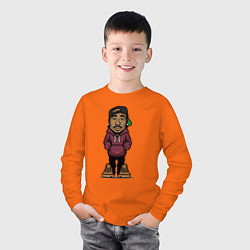 Лонгслив хлопковый детский Тупак, цвет: оранжевый — фото 2