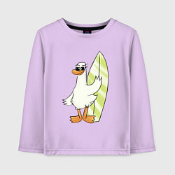 Детский лонгслив Гусь серфингист в очках