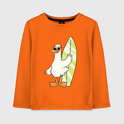 Детский лонгслив Гусь серфингист в очках