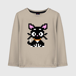 Лонгслив хлопковый детский Пиксельная кошка, цвет: миндальный