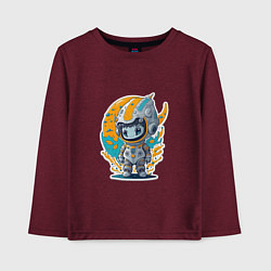 Лонгслив хлопковый детский Маленький инопланетянин, цвет: меланж-бордовый