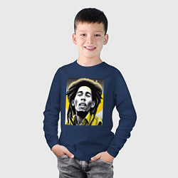 Лонгслив хлопковый детский Bob Marley Digital Art, цвет: тёмно-синий — фото 2