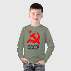 Лонгслив хлопковый детский СССР стиль, цвет: авокадо — фото 2