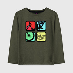 Лонгслив хлопковый детский Кататься, цвет: меланж-хаки
