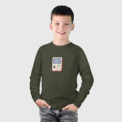 Лонгслив хлопковый детский Игровая консоль Геймбой, цвет: меланж-хаки — фото 2