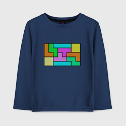 Лонгслив хлопковый детский Сложенные блоки Тетриса, цвет: тёмно-синий