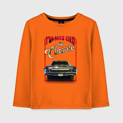 Лонгслив хлопковый детский Классика автомобиль Chevrolet Impala, цвет: оранжевый