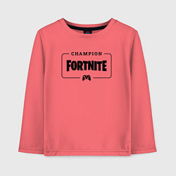 Лонгслив хлопковый детский Fortnite gaming champion: рамка с лого и джойстико, цвет: коралловый