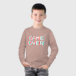 Лонгслив хлопковый детский Пиксельный глитч game over, цвет: пыльно-розовый — фото 2