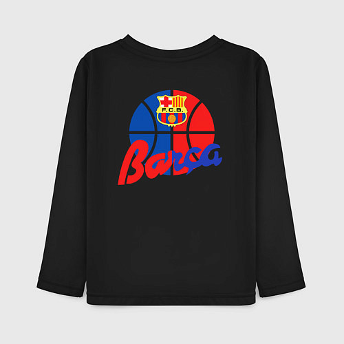Детский лонгслив ФК Барселона эмблема / Черный – фото 2