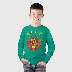 Лонгслив хлопковый детский CCCР Пролетарии, цвет: зеленый — фото 2