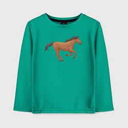 Лонгслив хлопковый детский Мустанг лошадка, цвет: зеленый