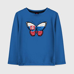 Лонгслив хлопковый детский Словакия бабочка, цвет: синий