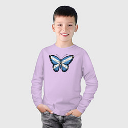 Лонгслив хлопковый детский Шотландия бабочка, цвет: лаванда — фото 2