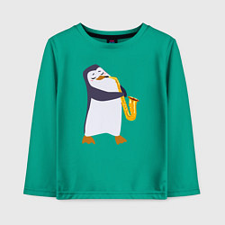 Лонгслив хлопковый детский Пингвин играет на инструменте, цвет: зеленый