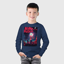 Лонгслив хлопковый детский MoMo - инопланетяне на Красной площади в Москве, цвет: тёмно-синий — фото 2