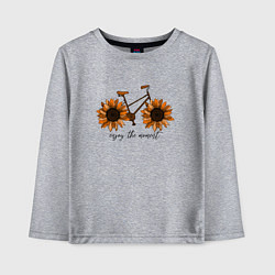 Лонгслив хлопковый детский Велосипед с подсолнухами, цвет: меланж