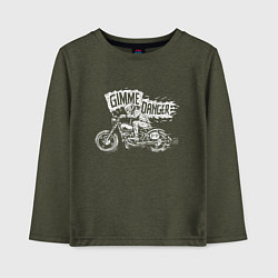 Лонгслив хлопковый детский Gimme danger - motorcycle - motto, цвет: меланж-хаки