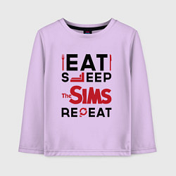 Лонгслив хлопковый детский Надпись: eat sleep The Sims repeat, цвет: лаванда