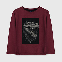 Лонгслив хлопковый детский Крокодил стиль тату, цвет: меланж-бордовый