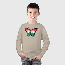 Лонгслив хлопковый детский Бабочка Венгрия, цвет: миндальный — фото 2