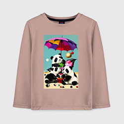 Детский лонгслив Три панды под цветным зонтиком