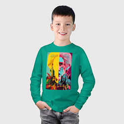 Лонгслив хлопковый детский Andy Warhol - self-portrait - neural network, цвет: зеленый — фото 2