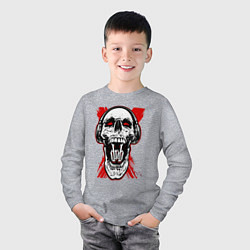 Лонгслив хлопковый детский DnB skull, цвет: меланж — фото 2