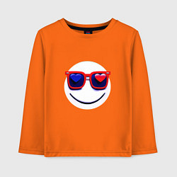 Лонгслив хлопковый детский Смайлик в очках с сердечками, цвет: оранжевый