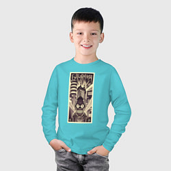 Лонгслив хлопковый детский Бендер в стиле ретрофутуризма, цвет: бирюзовый — фото 2