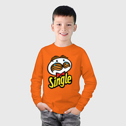 Лонгслив хлопковый детский Single, цвет: оранжевый — фото 2