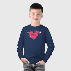 Лонгслив хлопковый детский Italy heart, цвет: тёмно-синий — фото 2