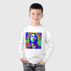Лонгслив хлопковый детский Kurt Cobain Glitch Art, цвет: белый — фото 2