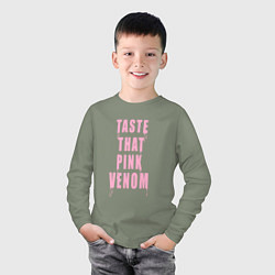 Лонгслив хлопковый детский Tasty that pink venom - blackpink, цвет: авокадо — фото 2