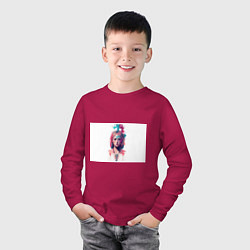 Лонгслив хлопковый детский Девушка акварельные краски, цвет: маджента — фото 2