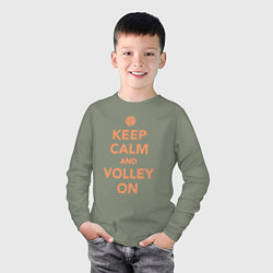 Лонгслив хлопковый детский Keep calm and volley on, цвет: авокадо — фото 2