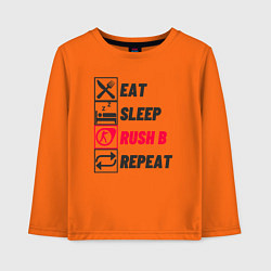 Детский лонгслив Eat sleep rush b repeat